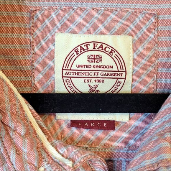 Fat Face Red Striped 100% Cotton Button Down Shirt - Picture 3 of 7